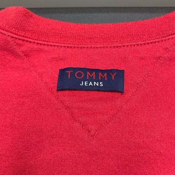 Vintage Tommy Hilfiger Tommy Jeans Mens L Crewneck Large T Sweatshirt 1999 Red - Picture 5 of 11